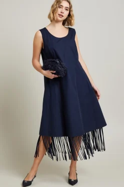 Abito con frange - Blu