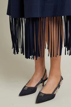 Abito con frange - Blu