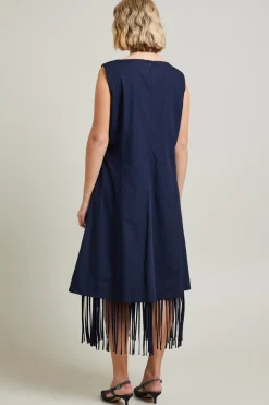 Abito con frange - Blu