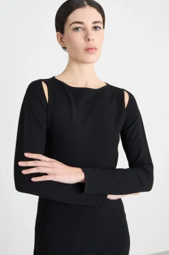 Abito con frange lunghe - Nero