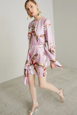 Abito con gonna a portafoglio - Rosa
