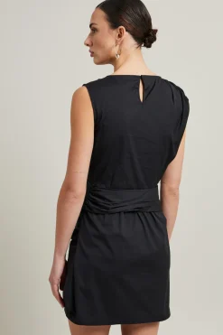 Abito con gonna drappeggiata - Nero