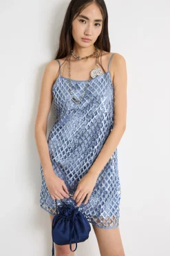 Abito con paillettes - Azzurro