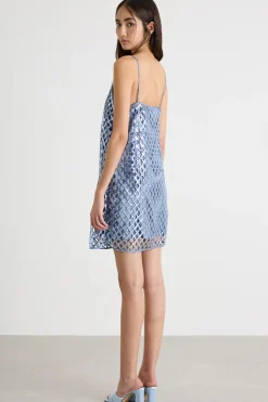 Abito con paillettes - Azzurro