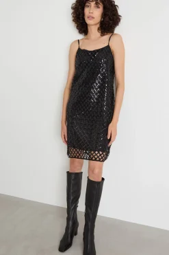Abito con paillettes - Nero