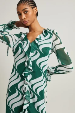 Abito con ruche - Verde Bianco