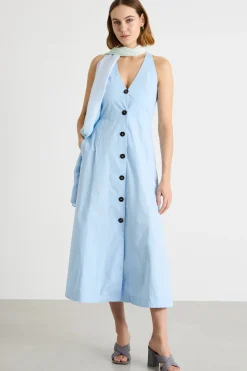Abito con scollo all'americana - Azzurro