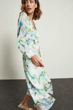 Abito con scollo a V - Acquamarina Azzurro Bianco