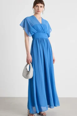 Abito con scollo a V incrociato - Azzurro