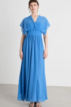 Abito con scollo a V incrociato - Azzurro