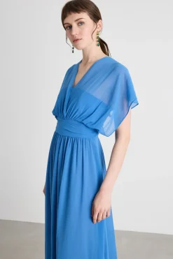 Abito con scollo a V incrociato - Azzurro