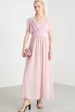 Abito con scollo a V incrociato - Rosa