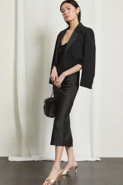 Abito con scollo drappeggiato - Nero