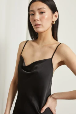 Abito con scollo drappeggiato - Nero