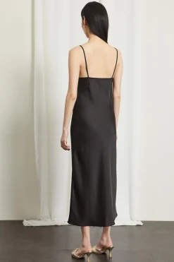Abito con scollo drappeggiato - Nero