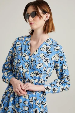 Abito con scollo incrociato - Azzurro Burro