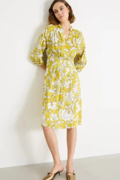 Abito con scollo incrociato - Giallo Bianco