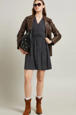 Abito con scollo incrociato - Nero Bianco