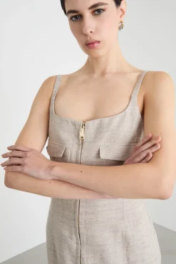 Abito con spacco centrale - Beige