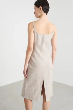 Abito con spacco centrale - Beige