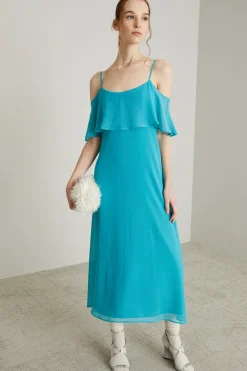 Abito con volant - Azzurro