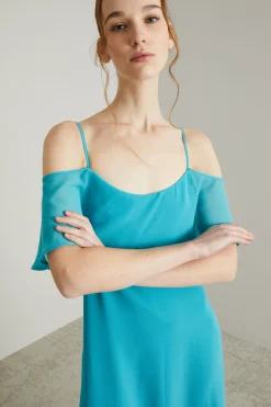 Abito con volant - Azzurro