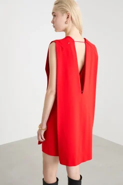 Abito corto con maxi scollo - Rosso