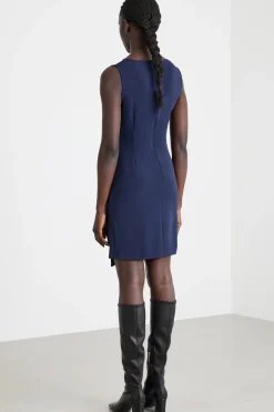 Abito corto in cady - Blu