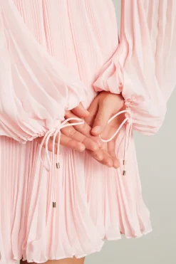 Abito corto in chiffon plissè - Rosa Pastello