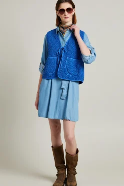Abito corto in denim leggero - Azzurro Denim