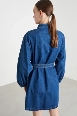 Abito corto in jeans - Blu
