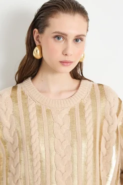 Abito corto in maglia - Beige