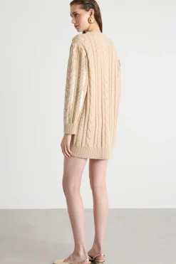 Abito corto in maglia - Beige