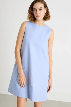 Abito corto in tela - Azzurro