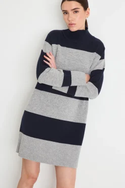Abito dolcevita in maglia - Blu Grigio