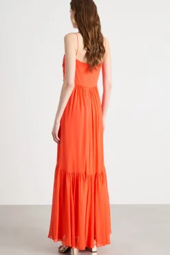 Abito drappeggiato in georgette - Arancione