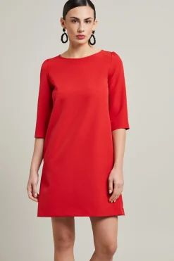 Abito dritto in cady - Rosso