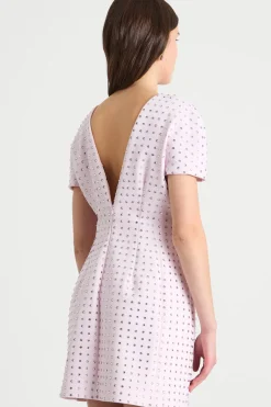 Abito girocollo con strass - Rosa