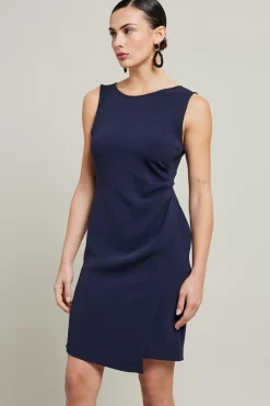 Abito in cady arricciato - Blu