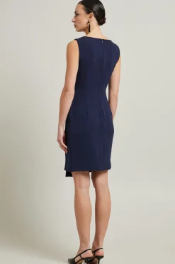 Abito in cady arricciato - Blu
