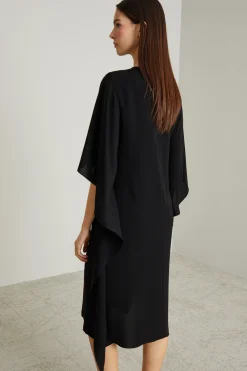 Abito in cady con drappi - Nero