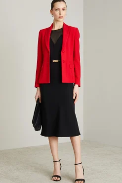 Abito in cady con inserti in georgette - Nero