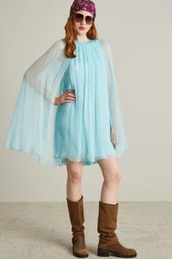 Abito in chiffon di seta - Azzurro