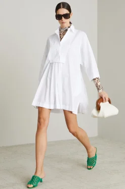 Abito in cotone con arricciatura - Bianco