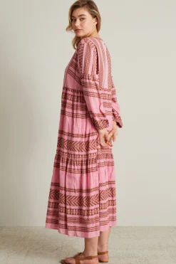 Abito in cotone jacquard - Rosa
