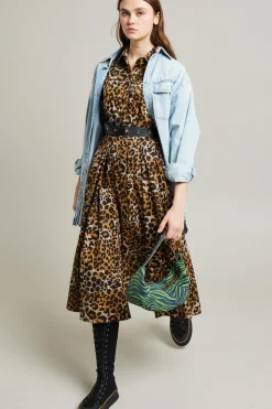Abito in cotone - Marrone Nero