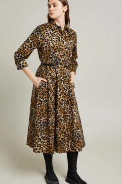 Abito in cotone - Marrone Nero