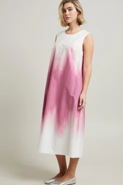 Abito in cotone sfumato - Bianco Rosa