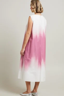 Abito in cotone sfumato - Bianco Rosa