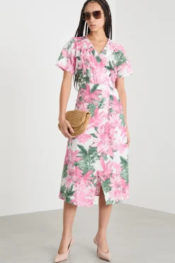 Abito incrociato in popeline stretch - Rosa